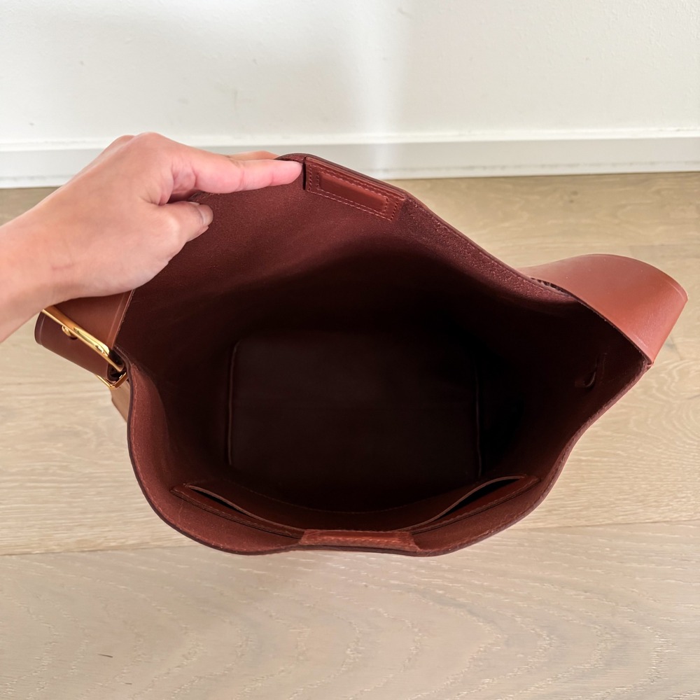Madewell The Essential Bucket Tote Chocolate Brown Leather Bag Career Boho - Picture 9 of 12